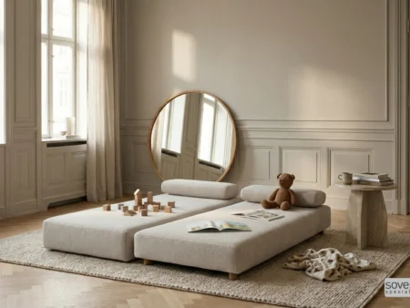 Skandinavisk daybed delt utover til 160 cm bred dobbeltseng, perfekt som gjesteseng på kontoret eller gjesterommet