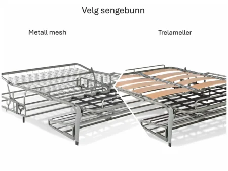 Nærbilde av sengebunn med trelameller for optimal sovekomfort i en sovestol/sovesofa.