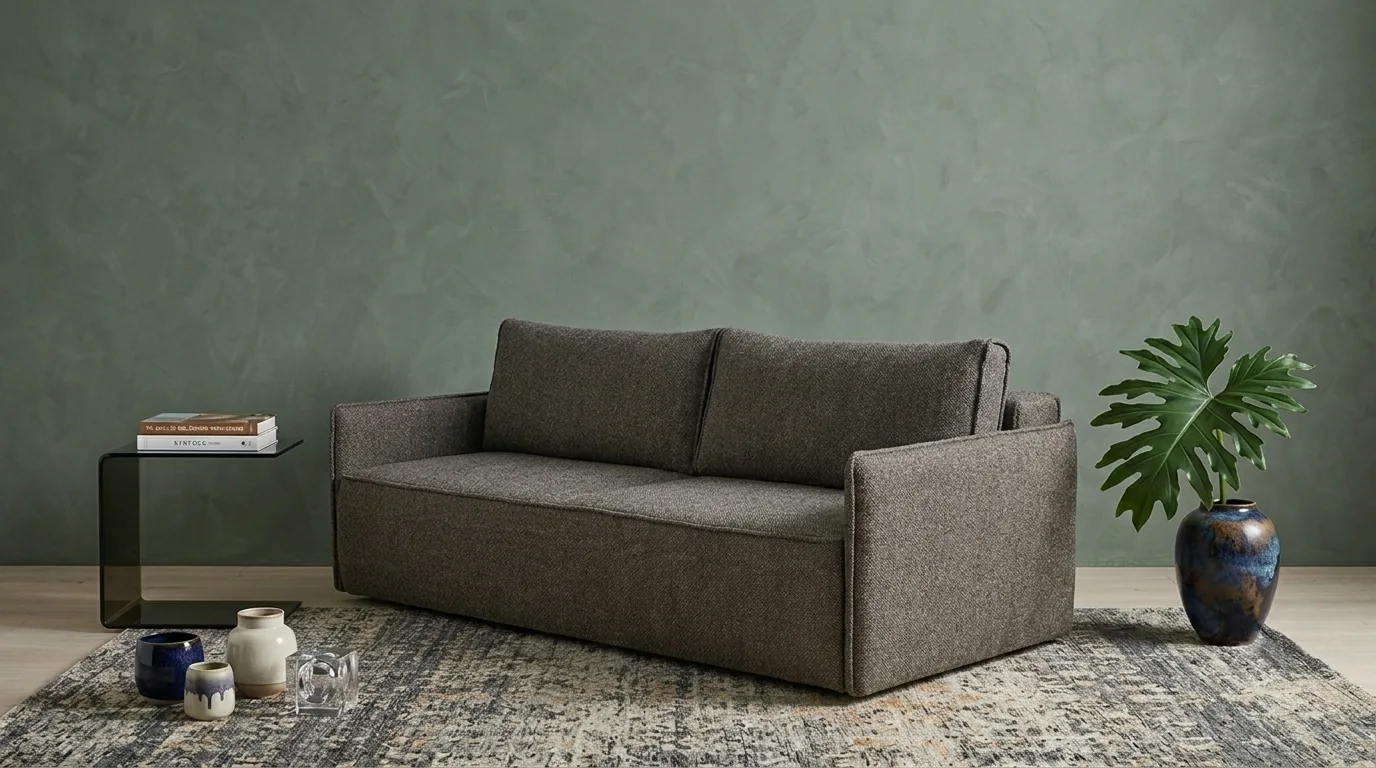 Moderne Hovden Baltic 3-seter sofa med stramme linjer, tynne armlener og en elegant pyntekant som rammer inn designet.