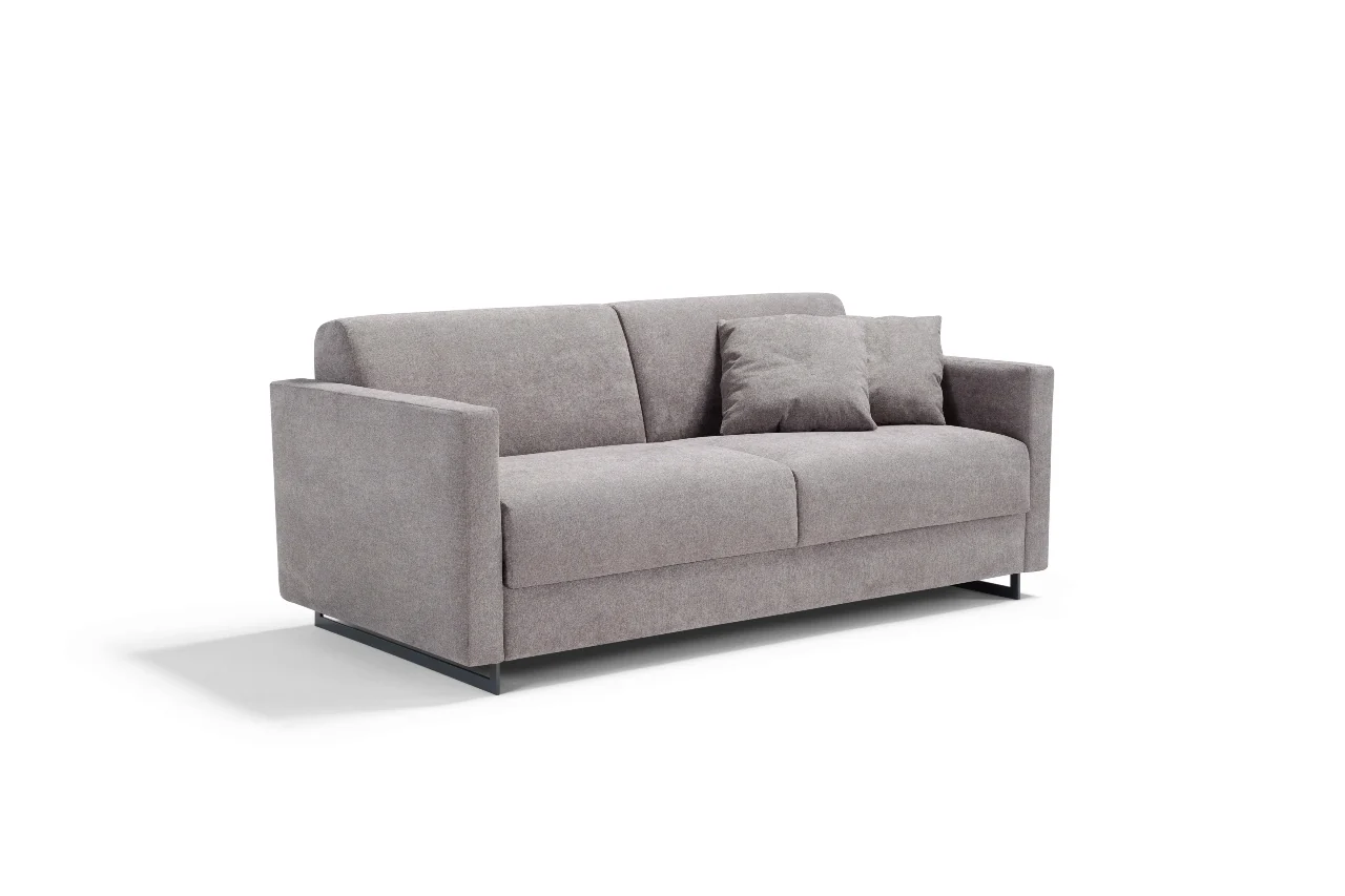 Sidebilde av Tokyo sovesofa i grått tekstil med praktiske avtagbare trekk på alle sofadeler.