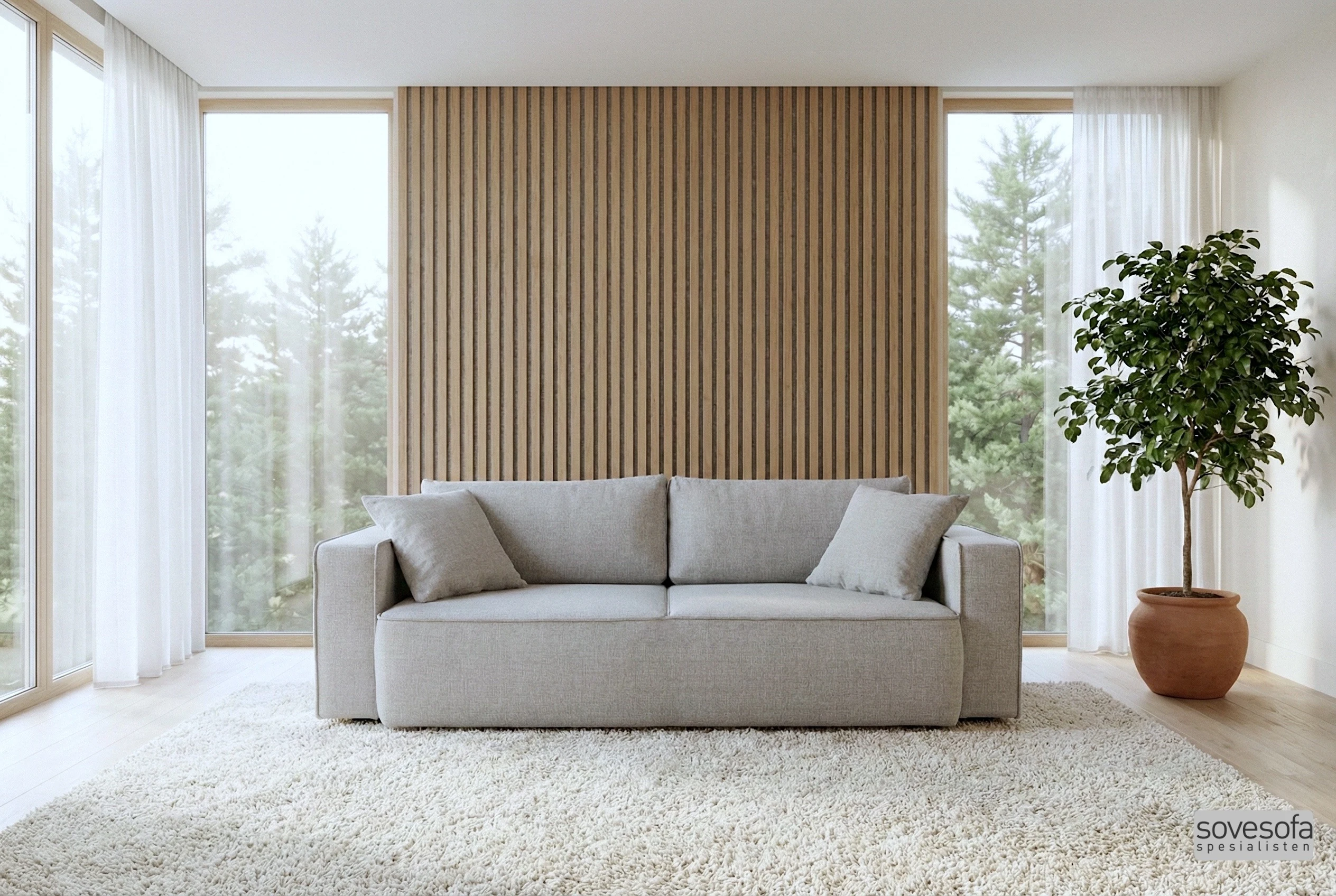 Melody 3-seter sovesofa plassert i et moderne hjemmemiljø
