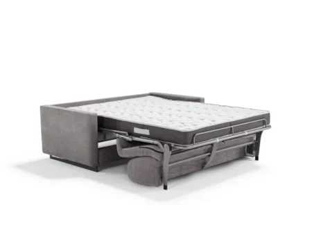 Tokyo sovesofa slått ut som seng med 140 cm bredde og 17 cm tykk skummadrass for god sitte- og liggekomfort