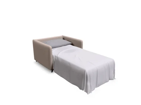 Modular sovestol utslått som enkeltseng med 17 cm tykk madrass og 72 cm liggebredde